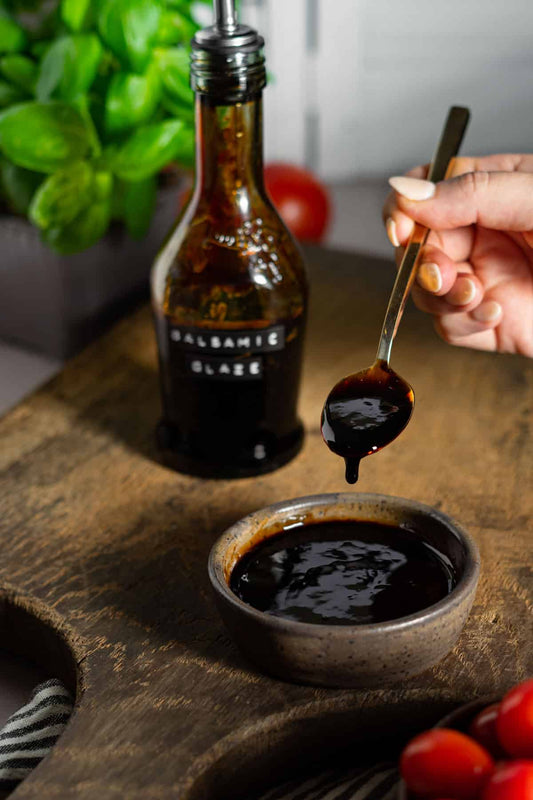 Tangy balsamic glaze with extra virgin olive oil