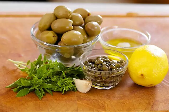 Olive tapenade with capers and lemon